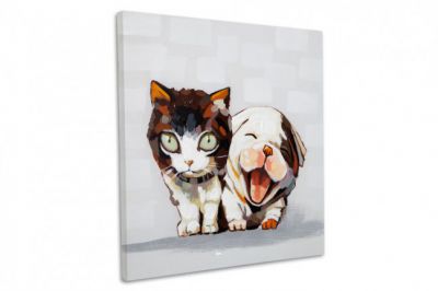 Obraz olejny Pop Art Cat and Dog 50 x 50
